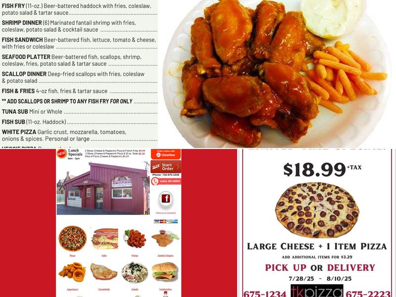 TK's Pizza Menu
