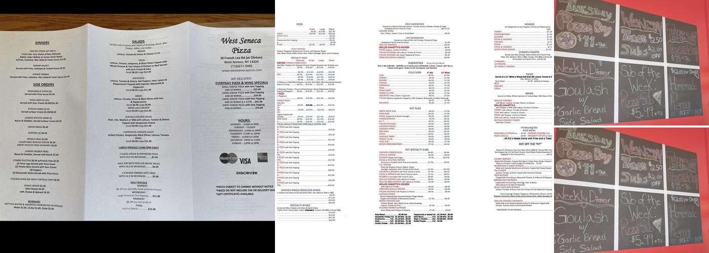 West Seneca Pizza Menu