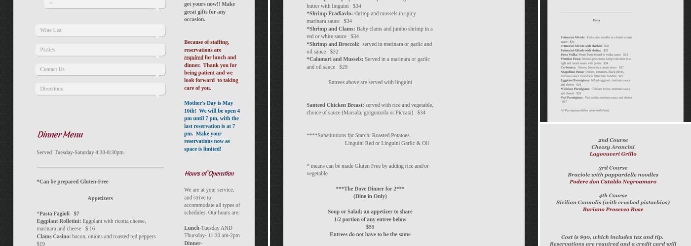 The Dove Menu