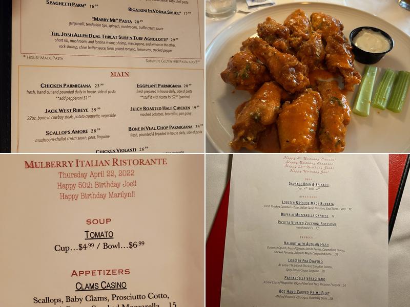 Mulberry Italian Ristorante Menu