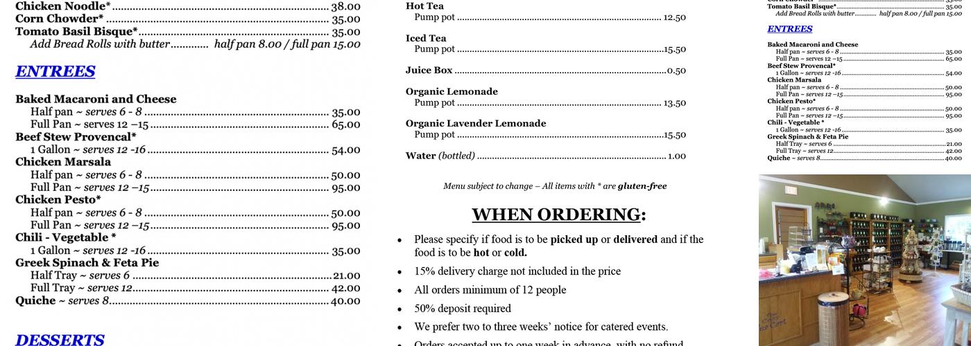 The Cozy Tea Cart Menu