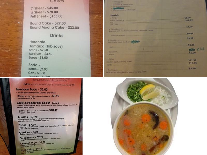 Los Atlantes Mexican Restaurant & Bakery Menu