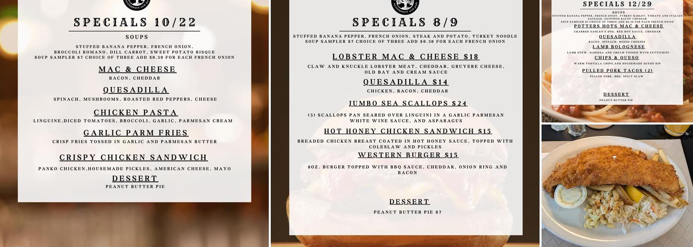 Potters Field Restaurant & Pub Menu