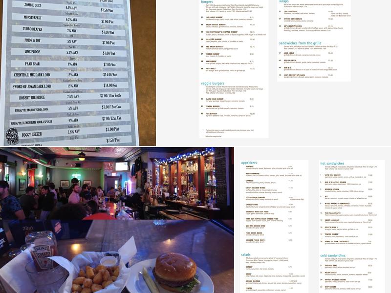 Argus BarGrille Menu