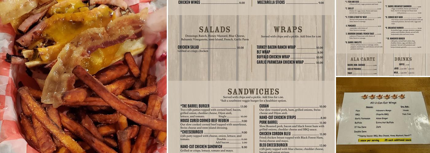 The Barrel Inn Bar & Grill Menu