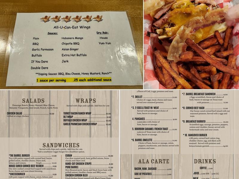 The Barrel Inn Bar & Grill Menu