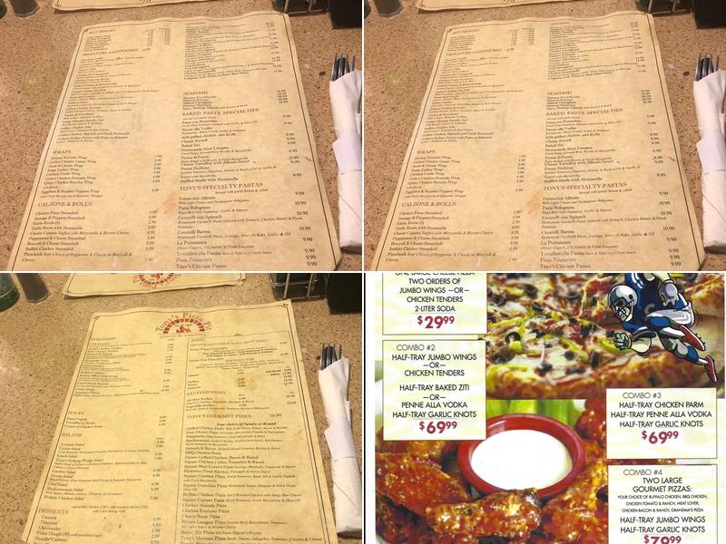 Tony's Pizza Pit Menu