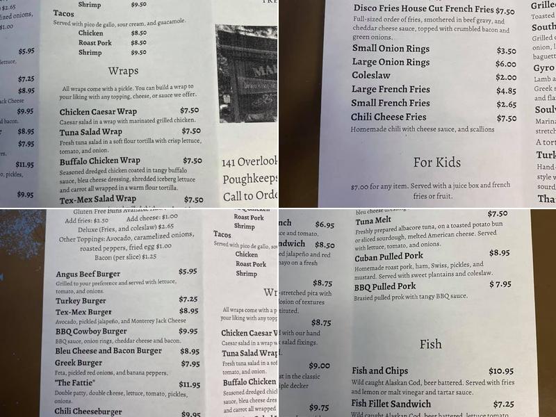Mapleview Cafe Menu