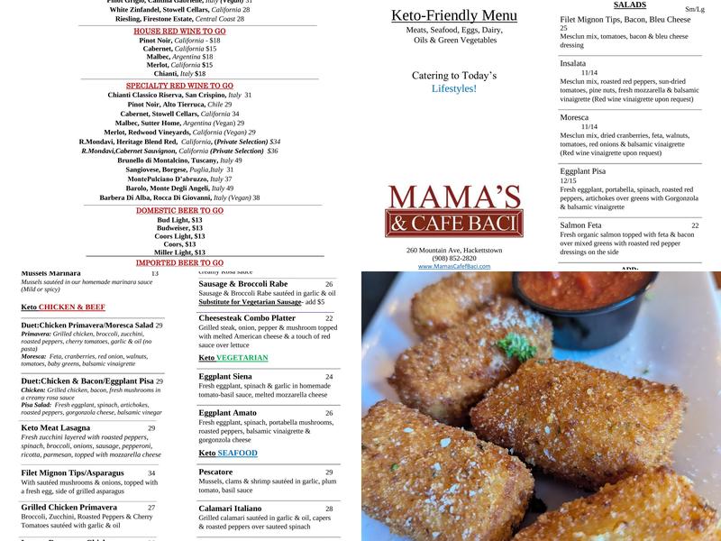 Mama's Cafe Baci Menu