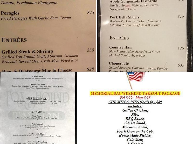 Fox & Hound Tavern at The Lebanon Hotel Menu