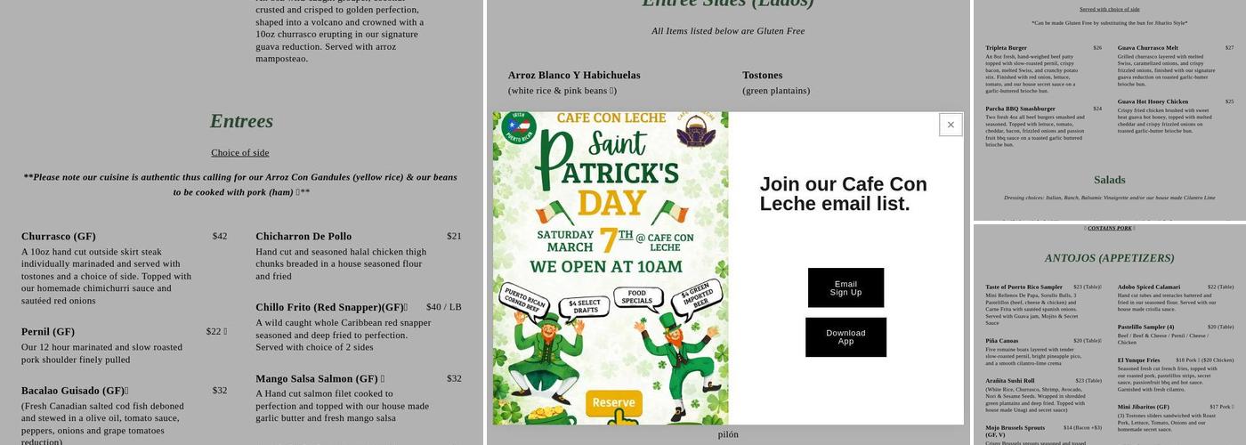 Café Con Leche Menu