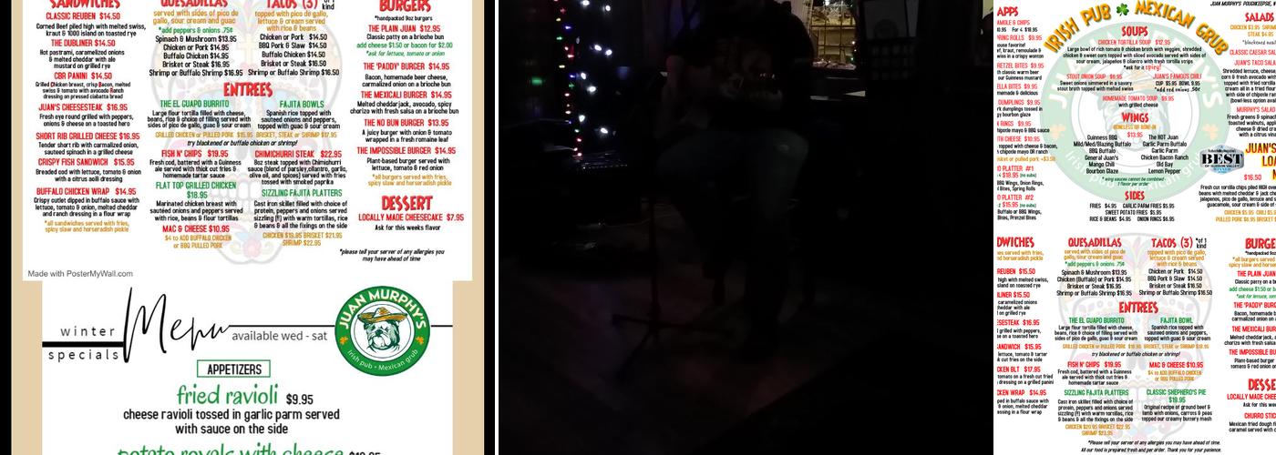 Juan Murphys Menu