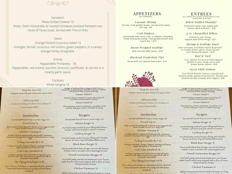 Willows Restaurant & Catering Menu