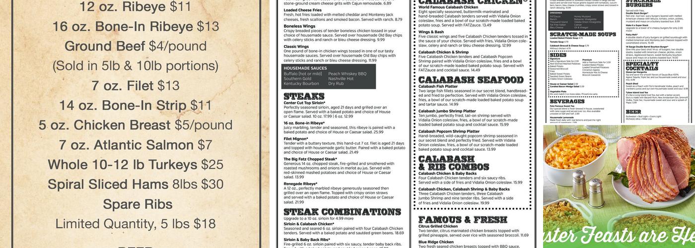 Fatz Cafe - Florence Menu