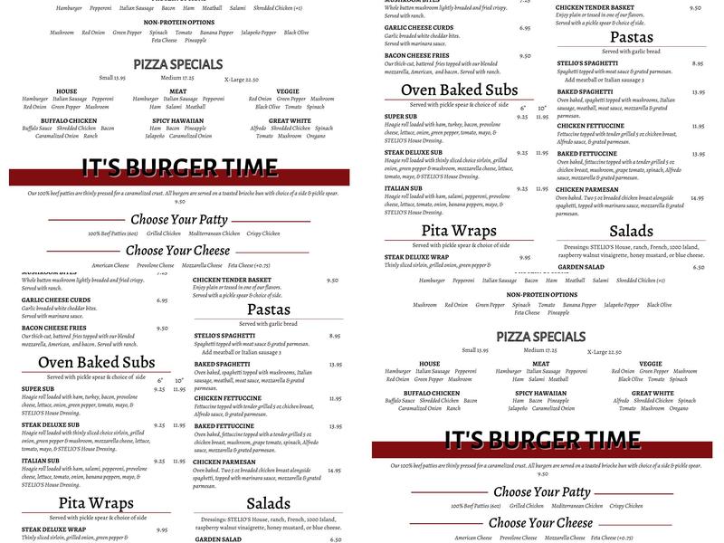 Pizza Time Menu