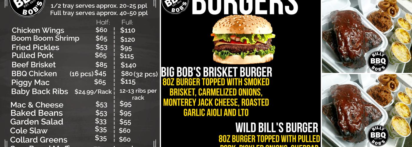 Billy Bob's BBQ Menu