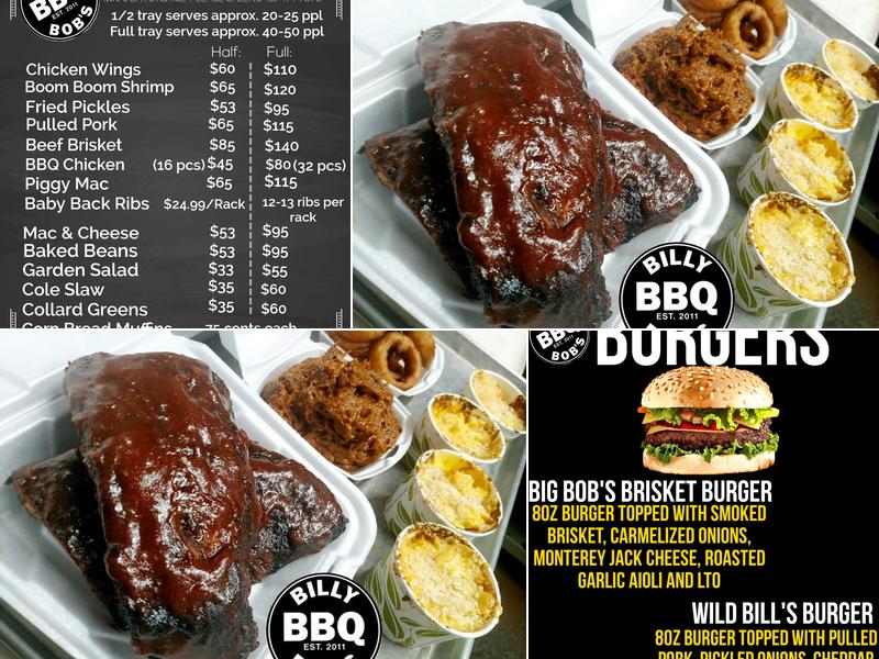 Billy Bob's BBQ Menu