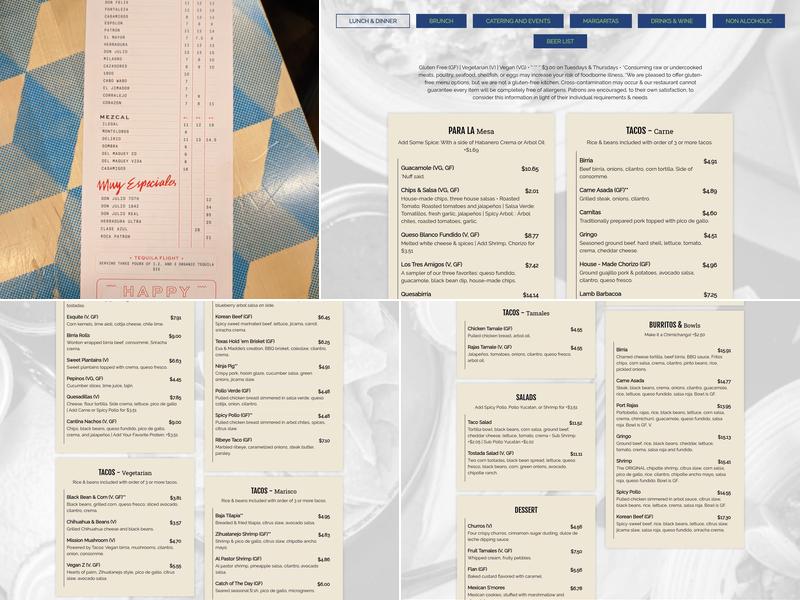 BelAir Cantina Menu