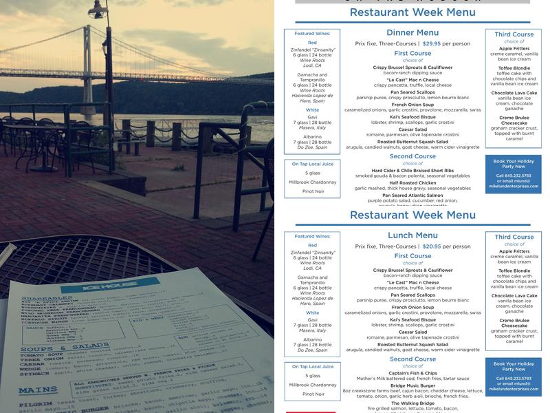 Poughkeepsie Ice House on the Hudson Menu