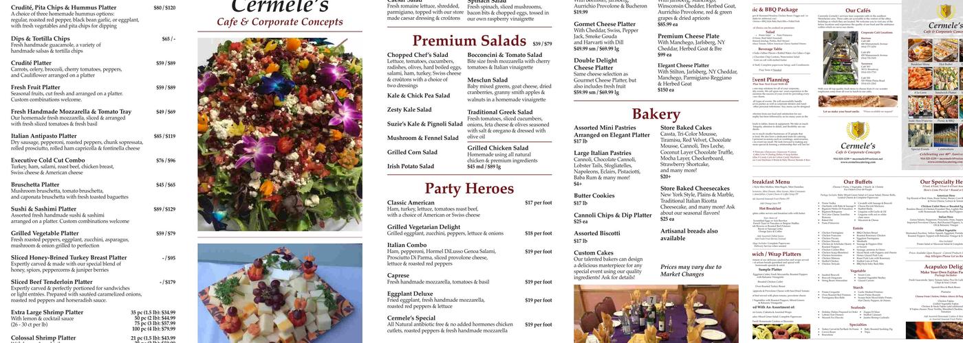 Cermele Cafe Menu