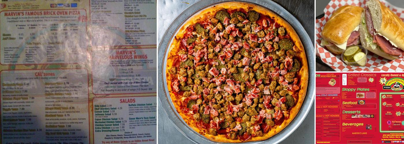 Marvin Mozzeroni's Pizza & Pasta Menu