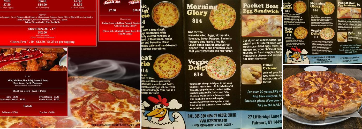 Tk's Pizzeria Menu