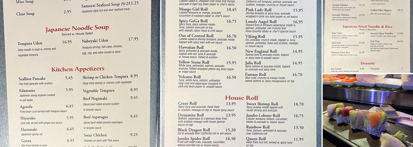Samurai Sushi & Hibachi Menu