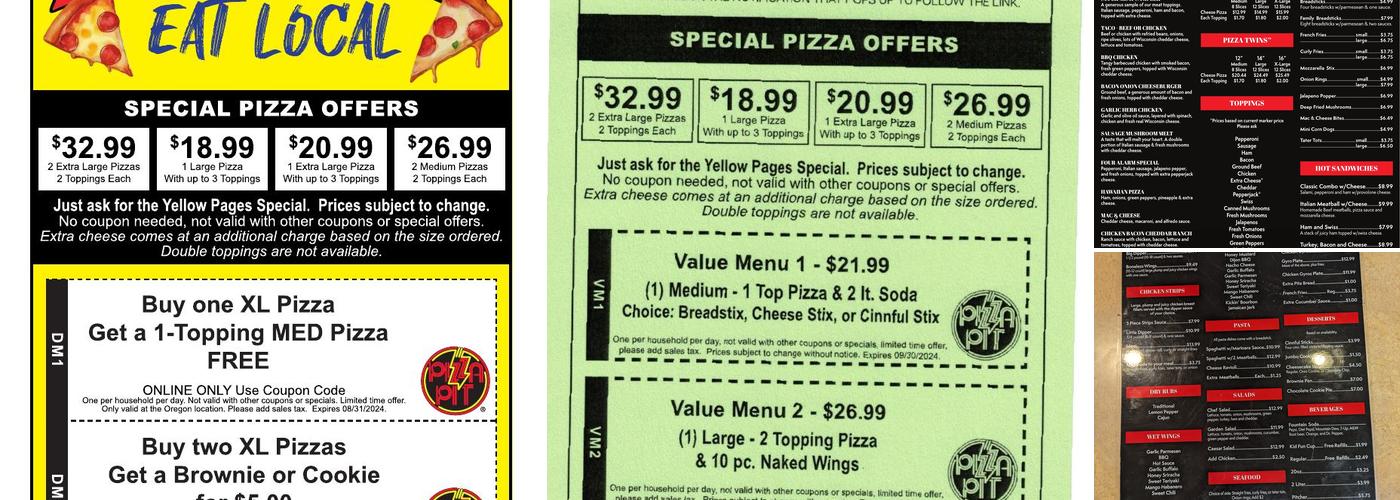 Pizza Pit - Oregon Menu