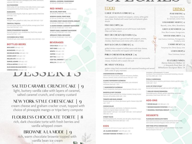 The Garden Grille and Lounge Menu