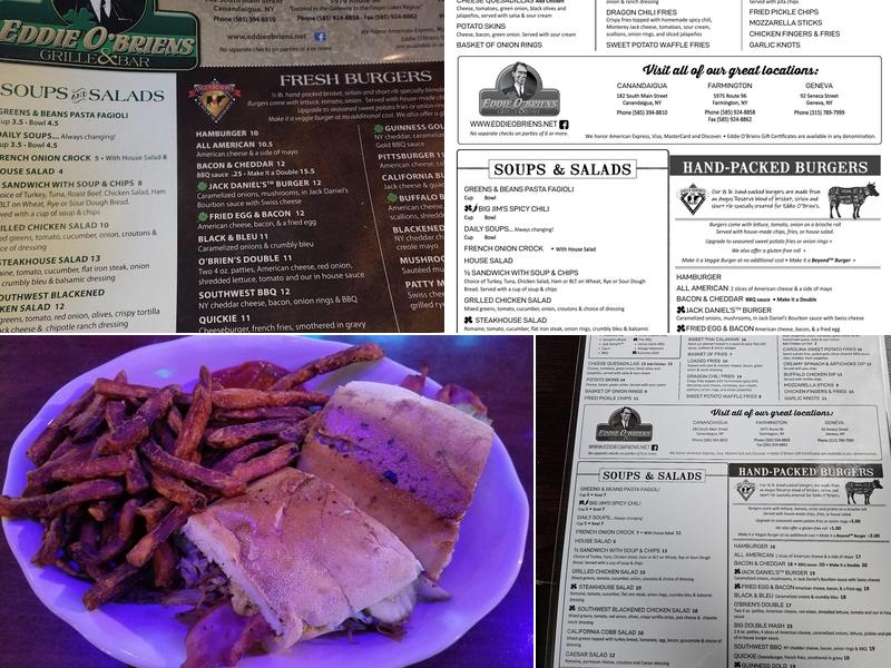 Eddie O'Briens Grille and Bar Menu