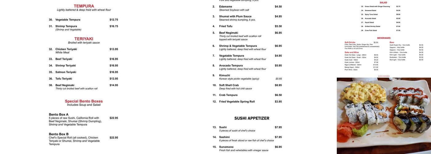 Taka House Restaurant Menu