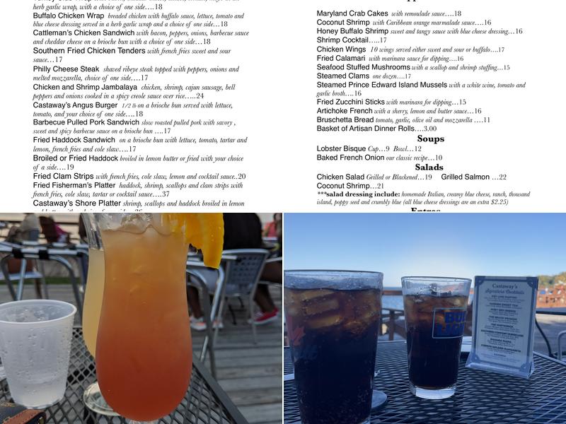 Castaways On The Lake Menu