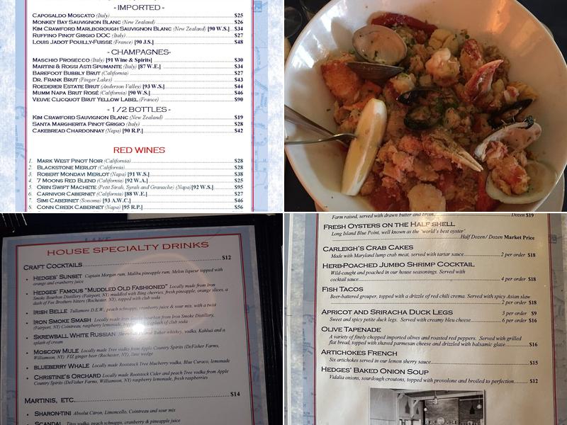 Hedges Nine Mile Point Restaurant Menu