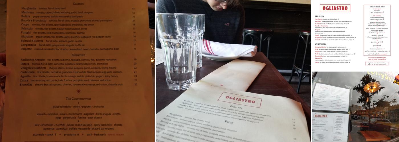 Ogliastro Pizza Bar Menu