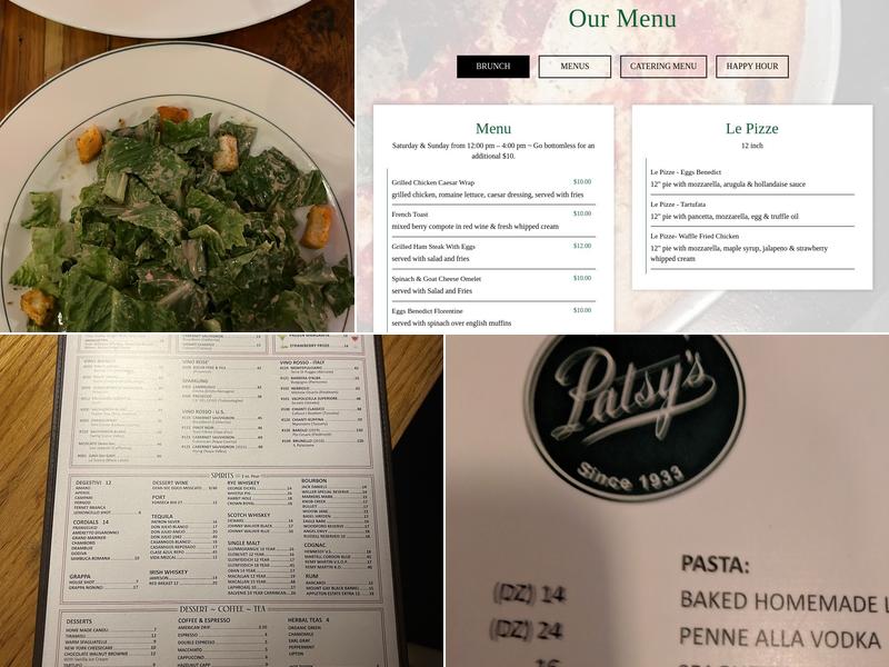 Patsy’s Pizzeria Menu