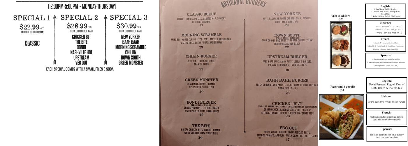 Boeuf & Bun Menu