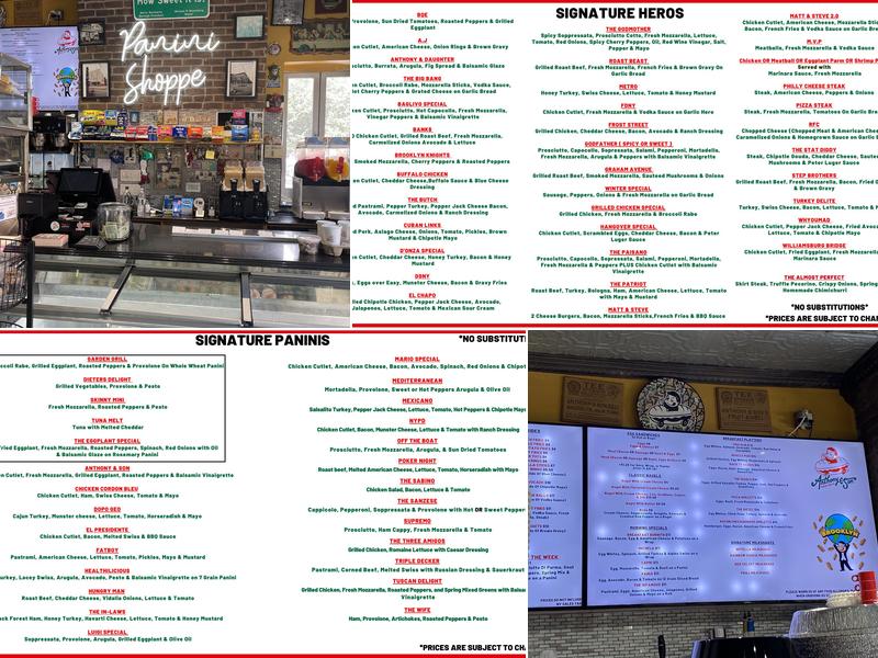 Anthony & Son Panini Shoppe Menu