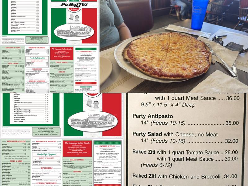 Pa Raffa's Italian Restaurant Menu