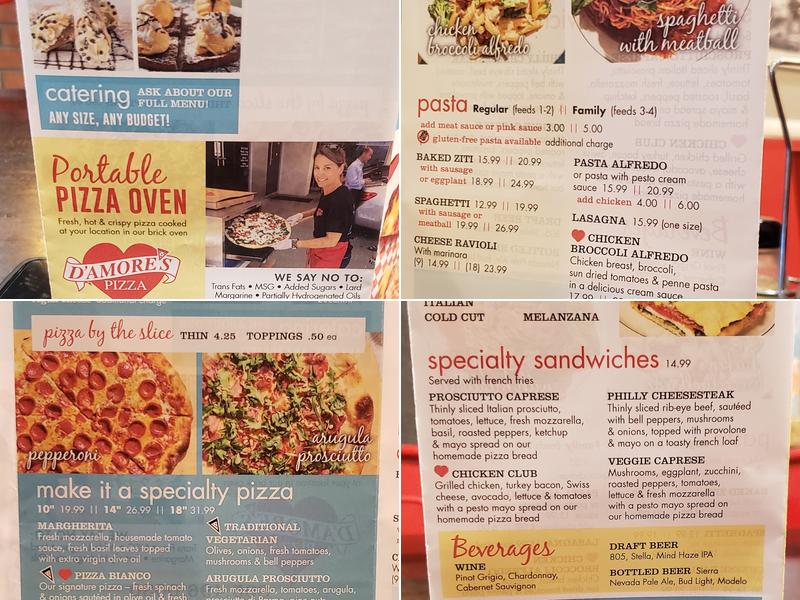 D'Amore's Pizza Menu