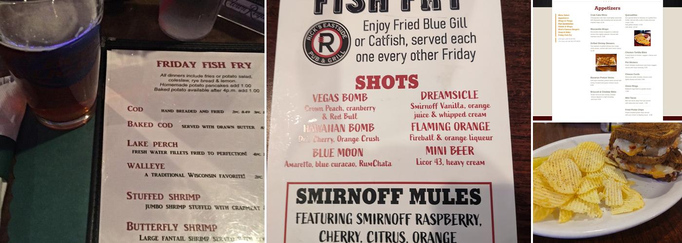 Rick's Eastside Pub Menu