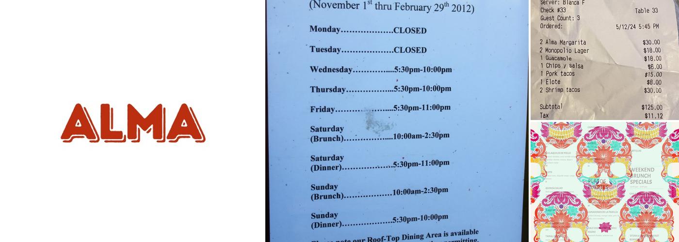 Alma BK Menu