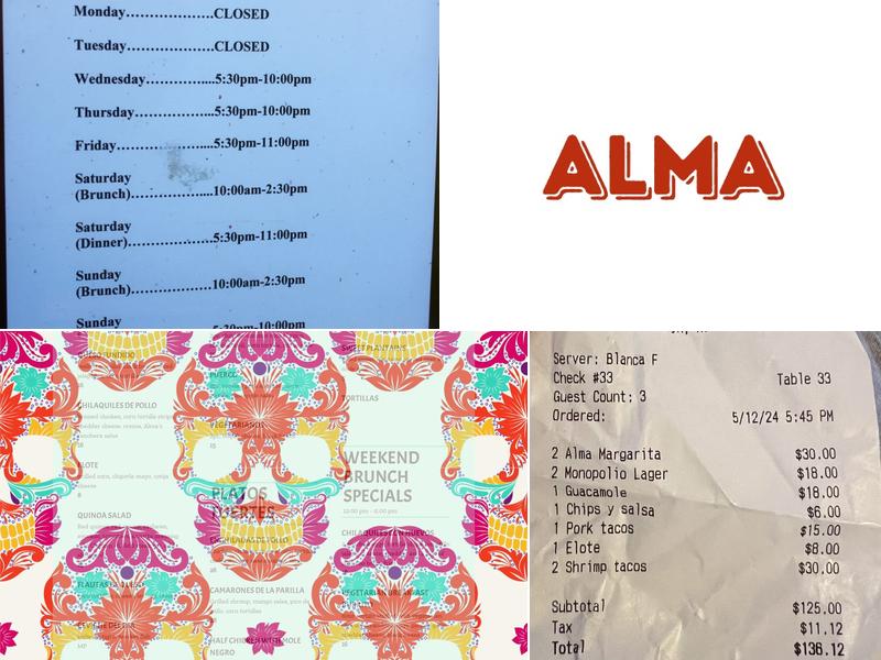Alma BK Menu