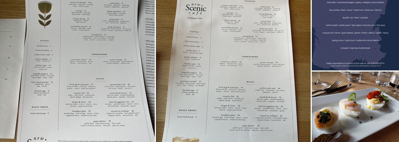 New Scenic Café Menu