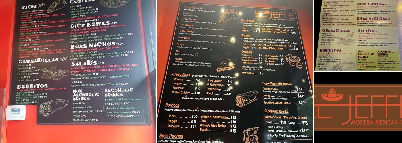 El Jeffe Menu