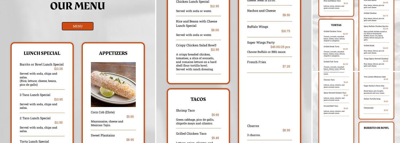 Nacho Macho Taco Menu