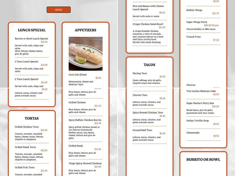 Nacho Macho Taco Menu