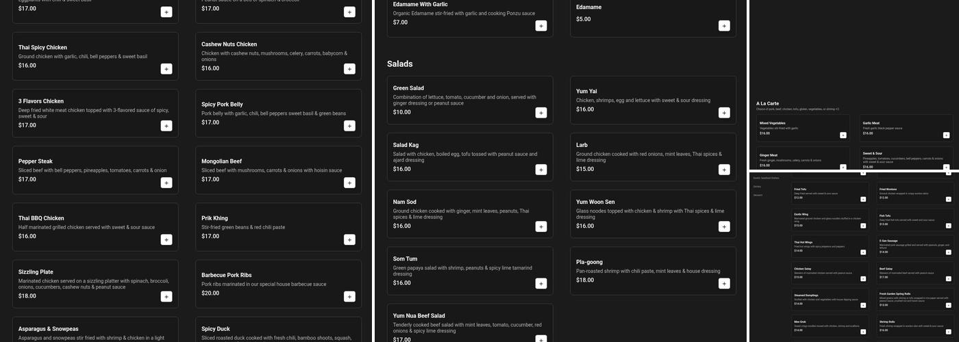 Exotic Thai Cafe Menu