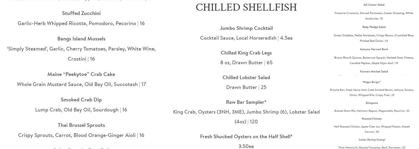 Atlantic Grill Menu