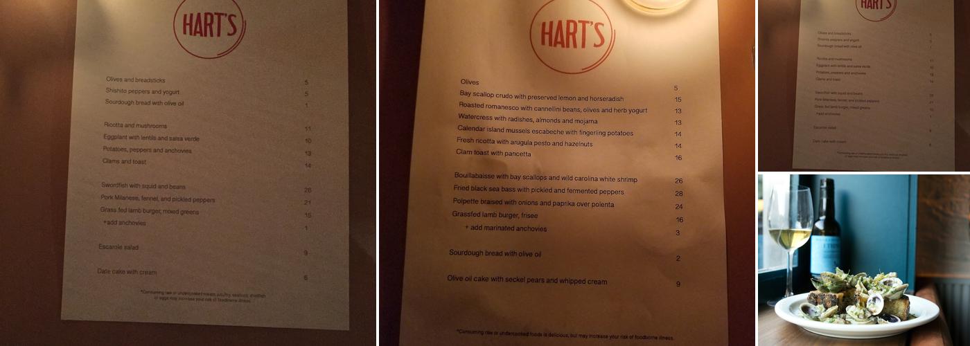 Hart's Menu