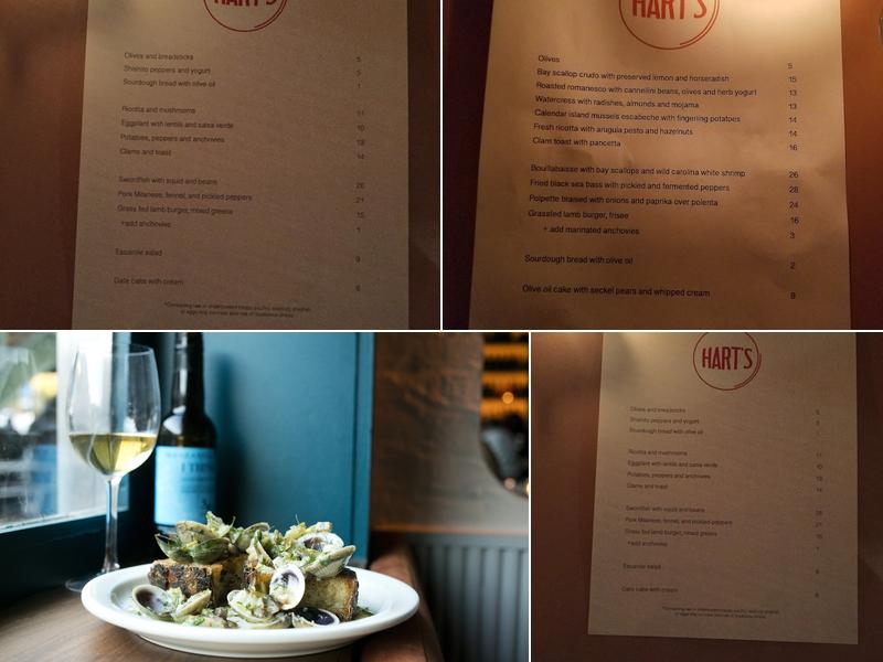 Hart's Menu